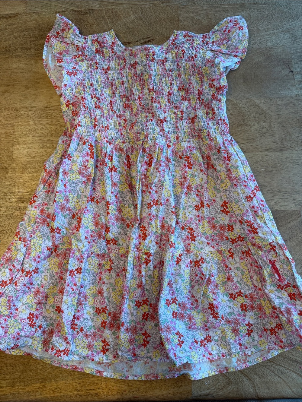 Duffield Lane Pink, yellow and Red Floral Smocked Dress